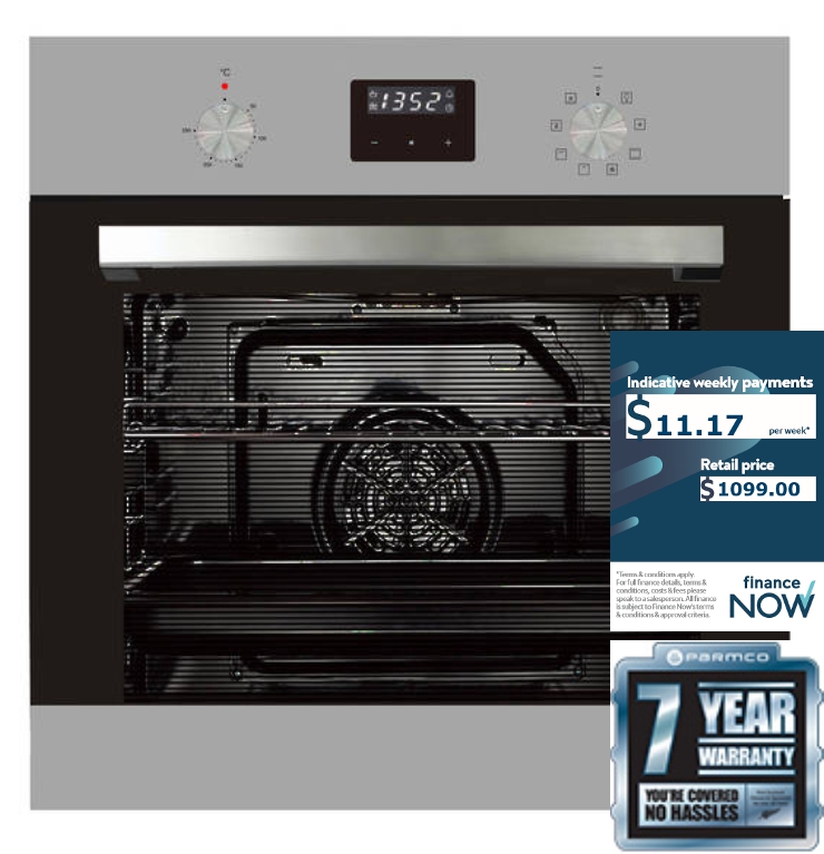 PARMCO 76L S/S 8-FUNCTION OVEN W/DISPLAY *NEW*